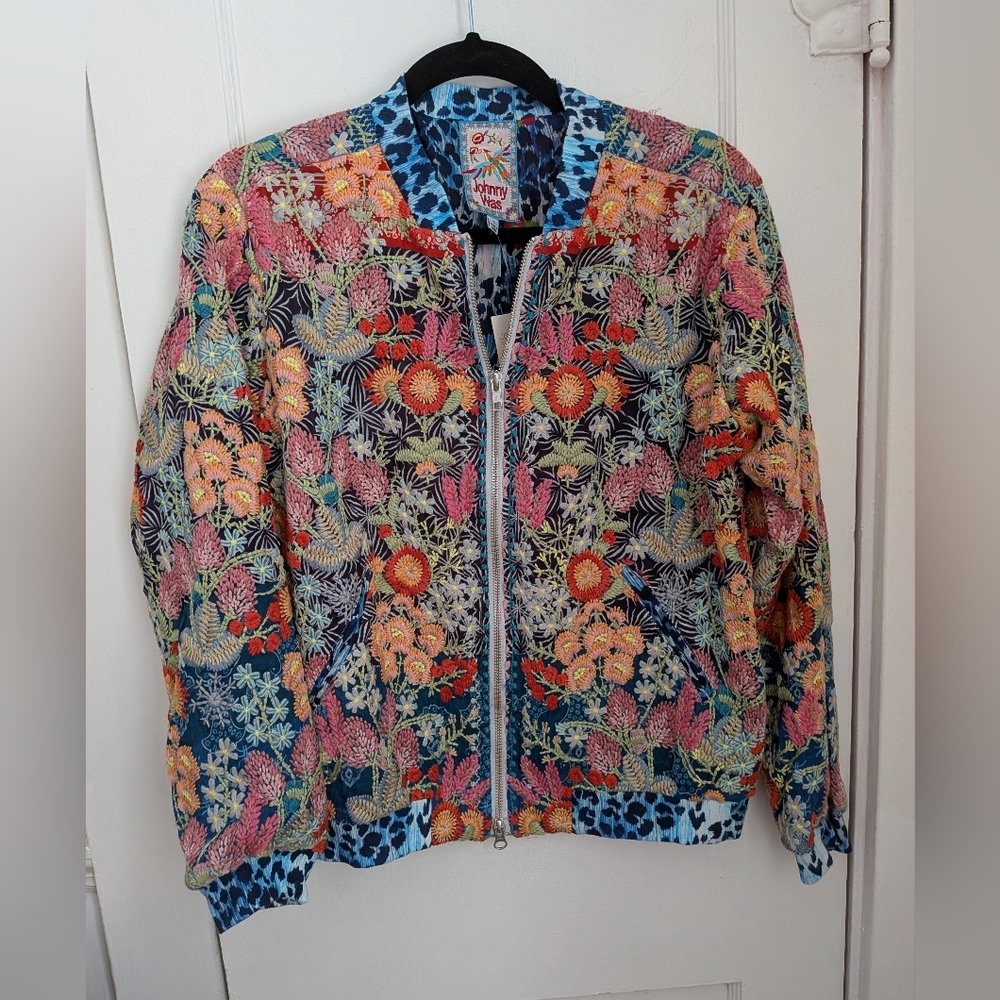 NWT Johnny Was Limited Edition Embroidered Bomber Jacket - Size S
